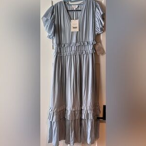 Brand new with tags. Bohme WILLA RUFFLE DRESS IN LIGHT BLUE - small.